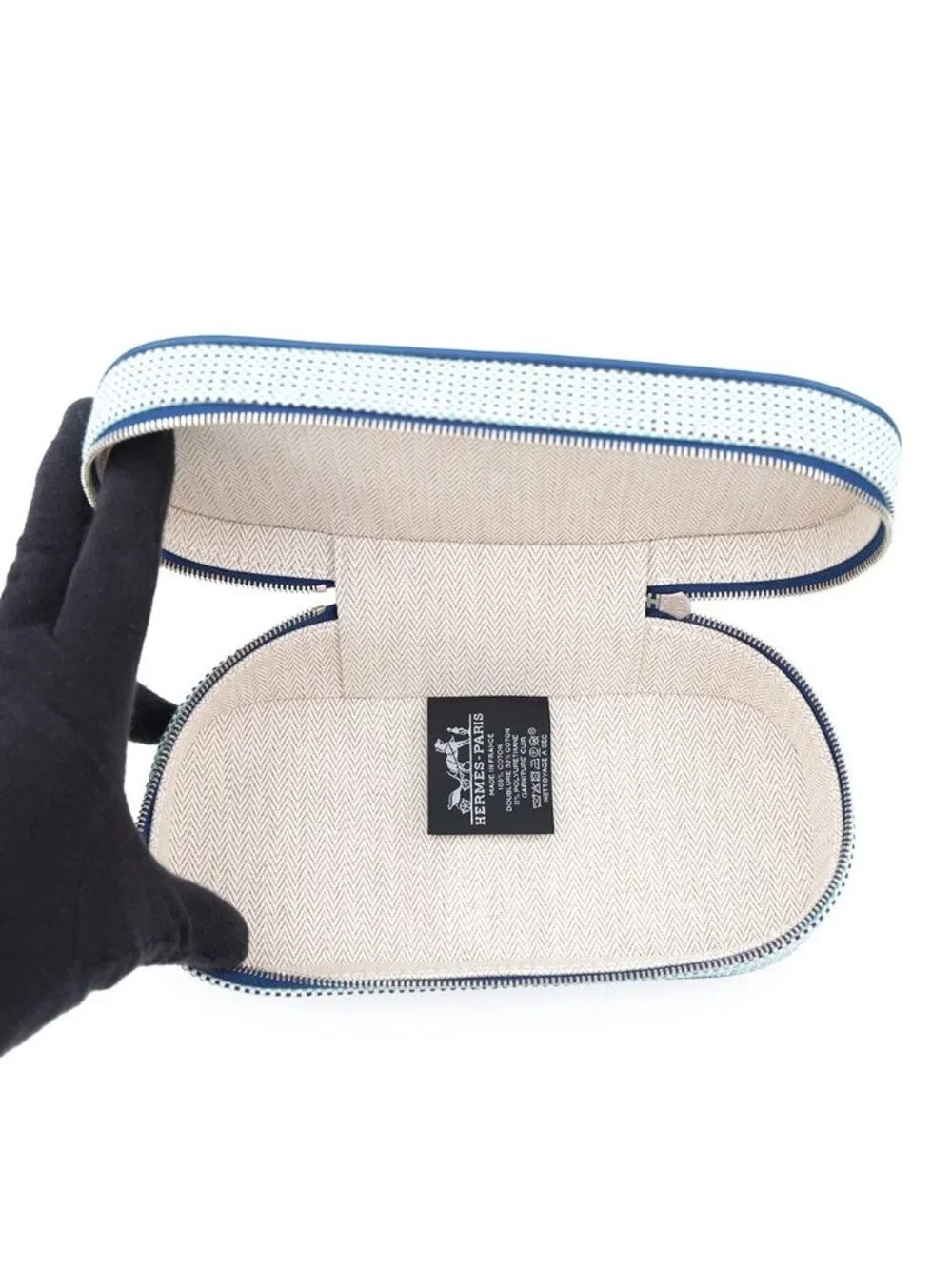 Hermes Pouch Escale Marine Silver Toile H Makeup